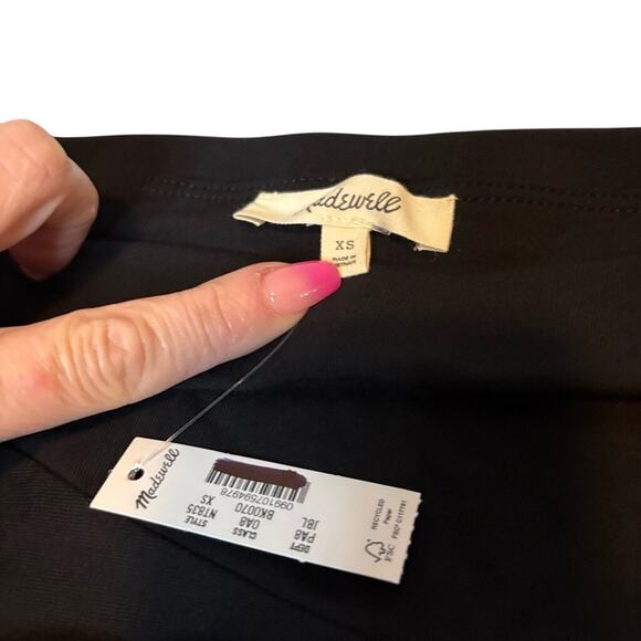 NWT Madewell Black Jersey Midi Skirt XS Asymmetrical Flowy Pull On - Picture 7 of 8
